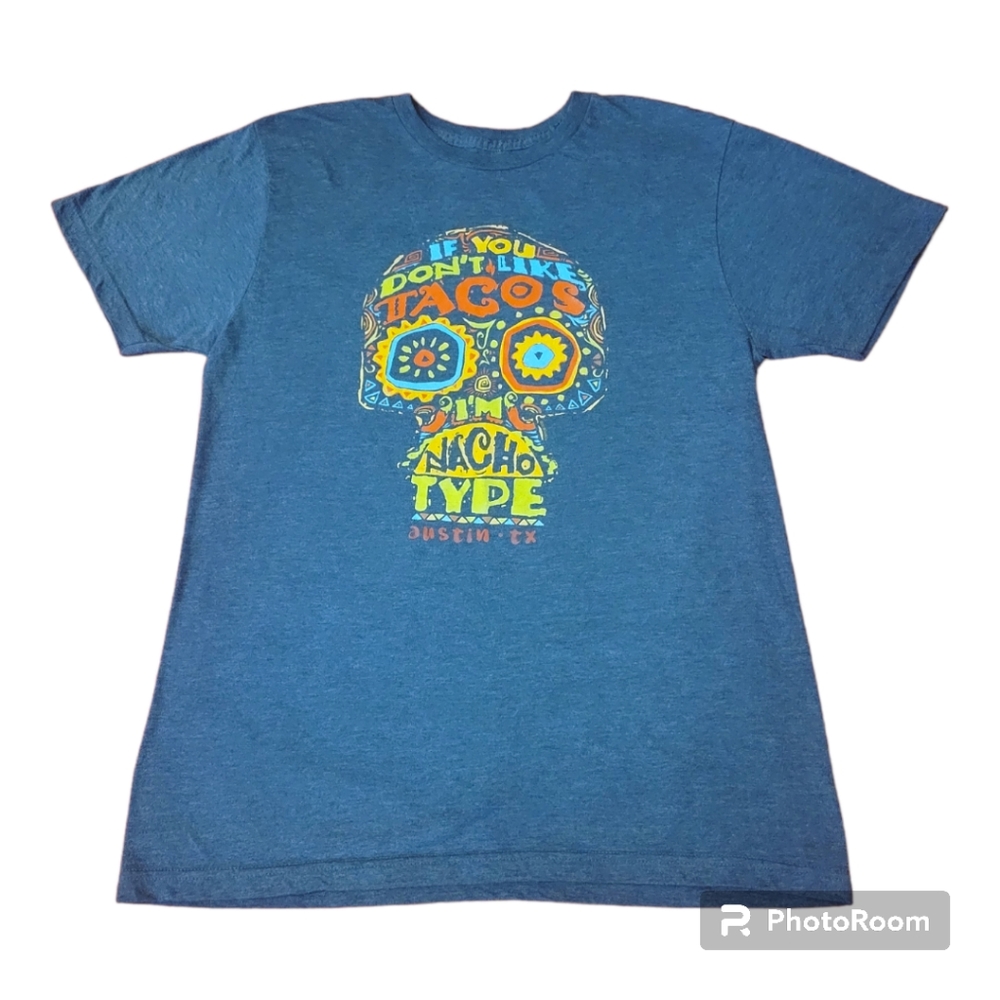 Men's Small Taco Tshirt - Nacho - blue